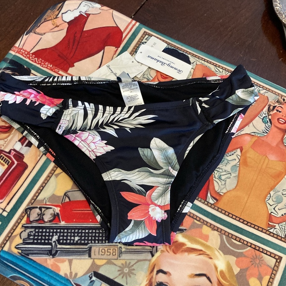 Tommy Bahama Black Floral Bikini Bottom